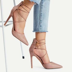 Criss Cross Strappy Rose Pink Heels